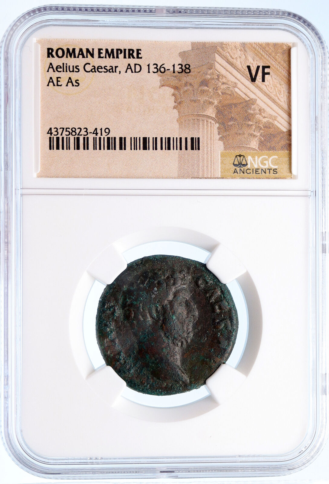 AELIUS Successor of Hadrian RARE 137AD Ancient Roman Coin w SPES NGC VF i60253