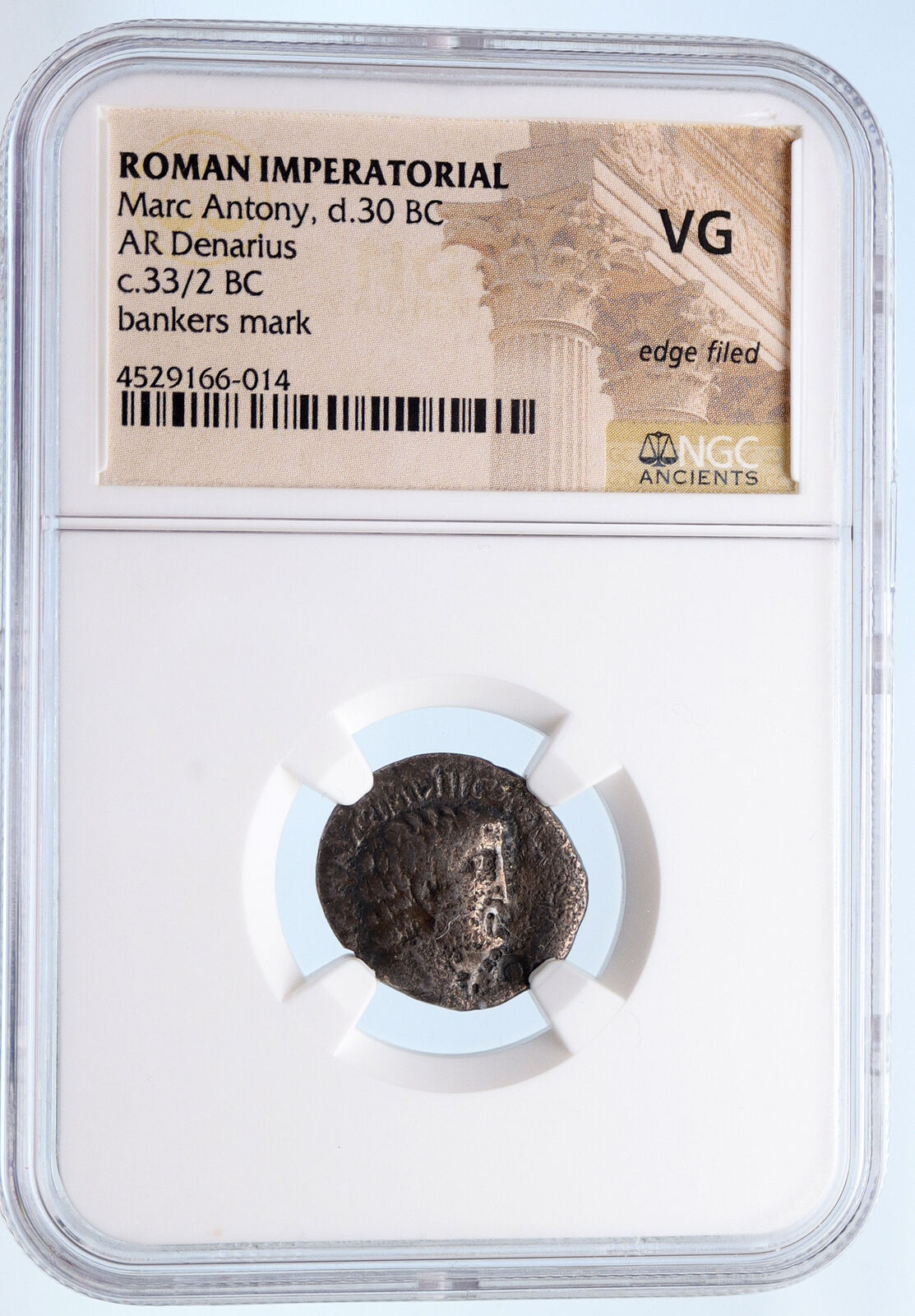 MARK ANTONY 33BC M. Junius Silanus Athens Ancient Silver Roman Coin NGC i61907