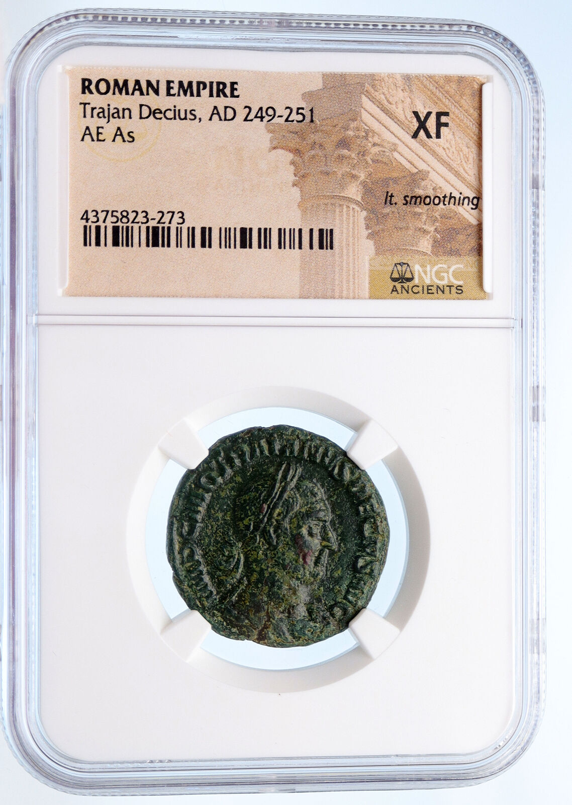 TRAJAN DECIUS 249AD Rome LIBERALITAS Authentic Ancient Roman Coin NGC XF i60436