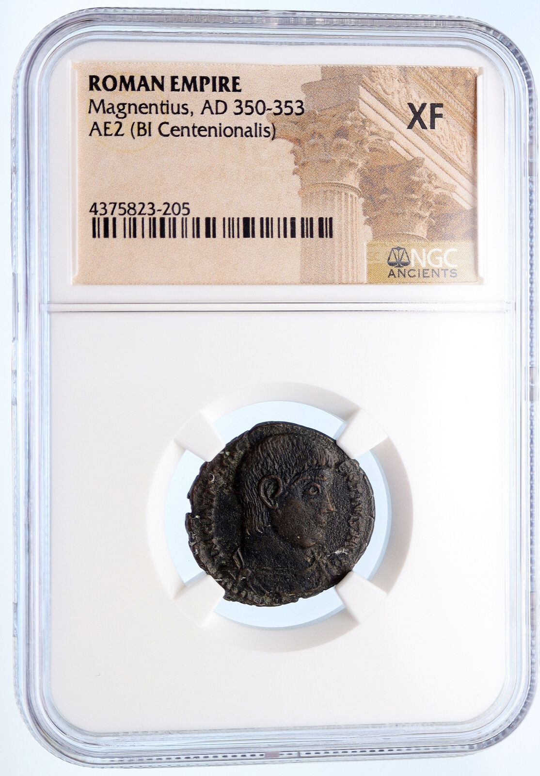 MAGNENTIUS 350AD Chi-Rho Labarum Authentic Ancient Roman Coin NGC XF Rare i60273