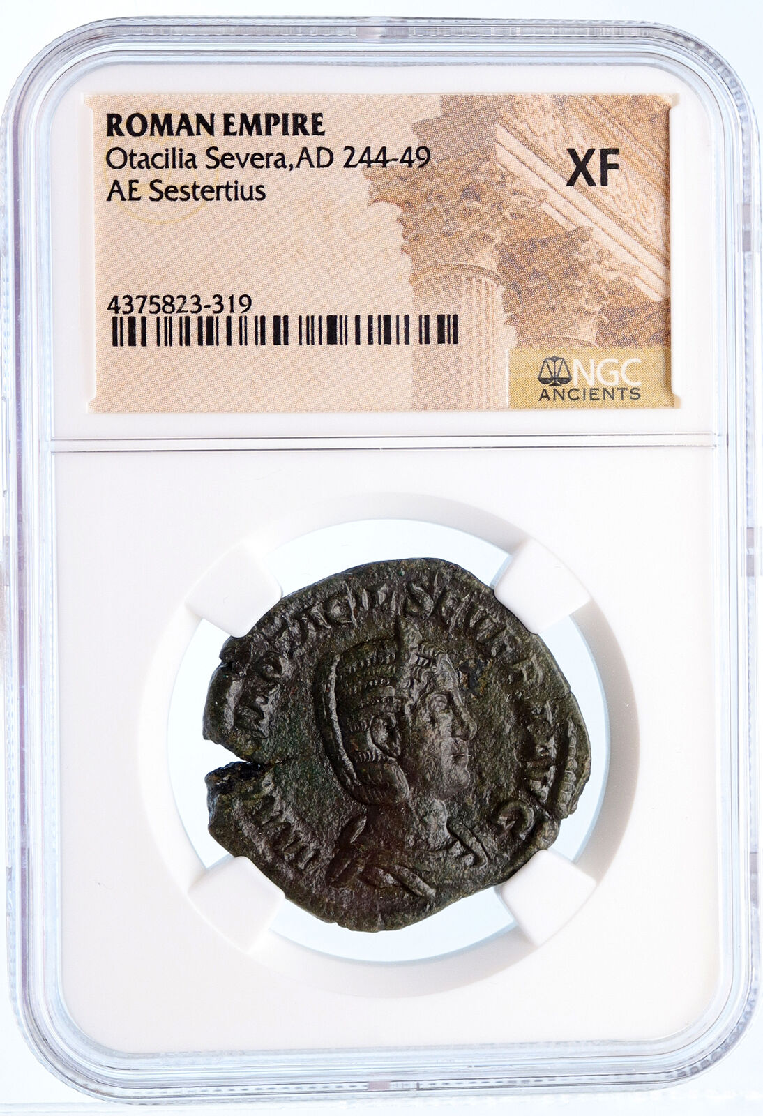 OTACILIA SEVERA 249AD Rome Sestertius Philip I Ancient Roman Coin NGC XF i60421