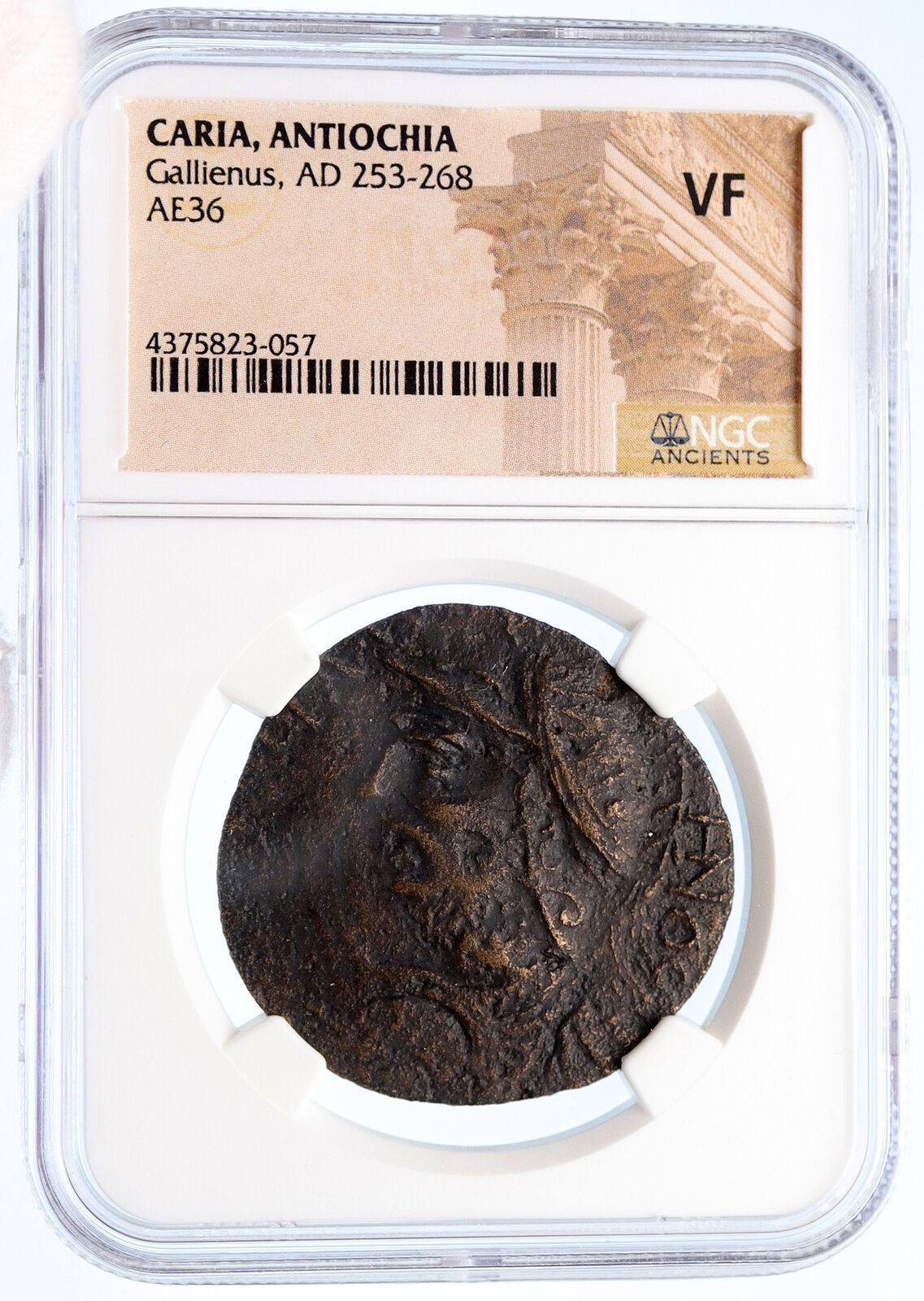 GALLIENUS 253AD RARE Ancient Medallion Size Roman Coin RIVER Bridge NGC i60423