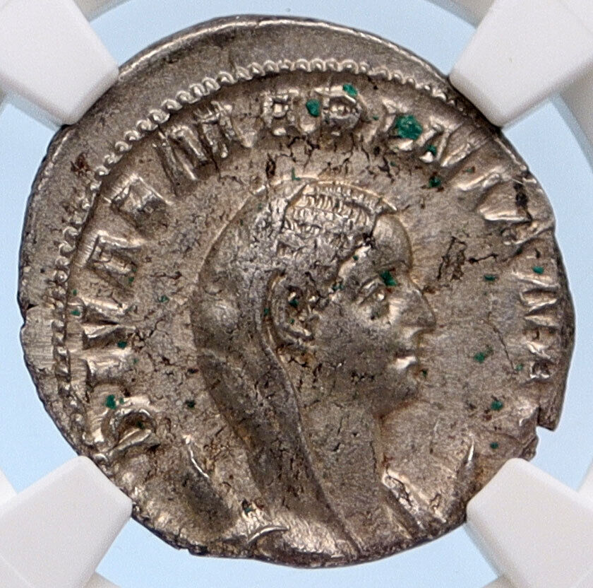 Diva MARINIANA on Peacock VALERIAN I wife Ancient Silver Roman Coin NGC i61062