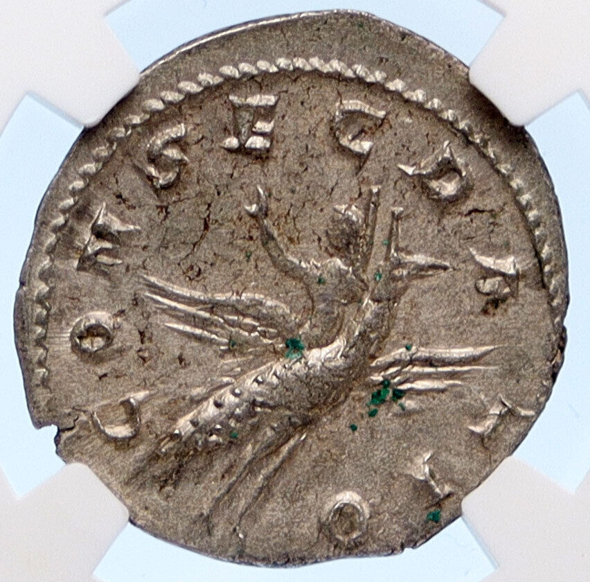 Diva MARINIANA on Peacock VALERIAN I wife Ancient Silver Roman Coin NGC i61062