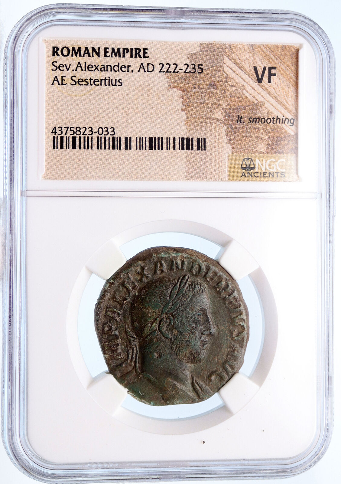 SEVERUS ALEXANDER 233AD Rome Sestertius Sol Ancient Roman Coin NGC VF i60270