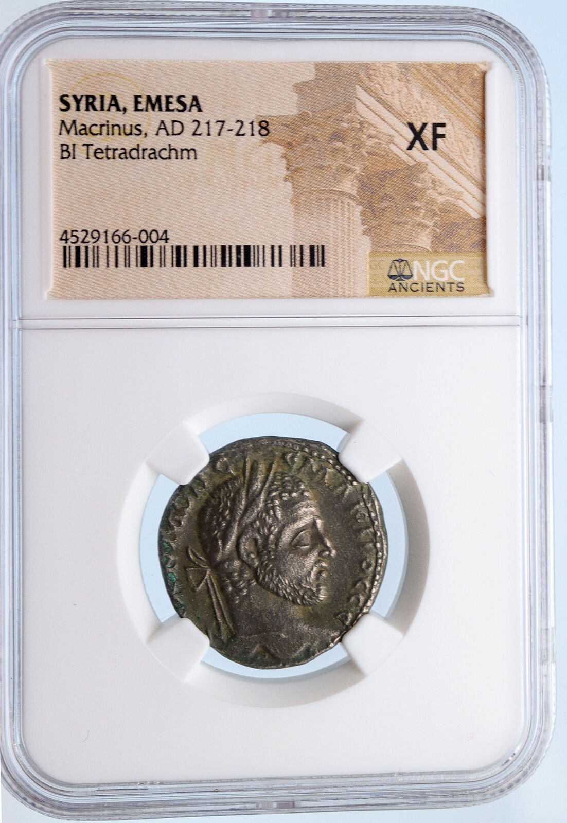 MACRINUS 217AD Ancient Roman Billon TETRADRACHM of Emesa Roman Coin NGC i61965