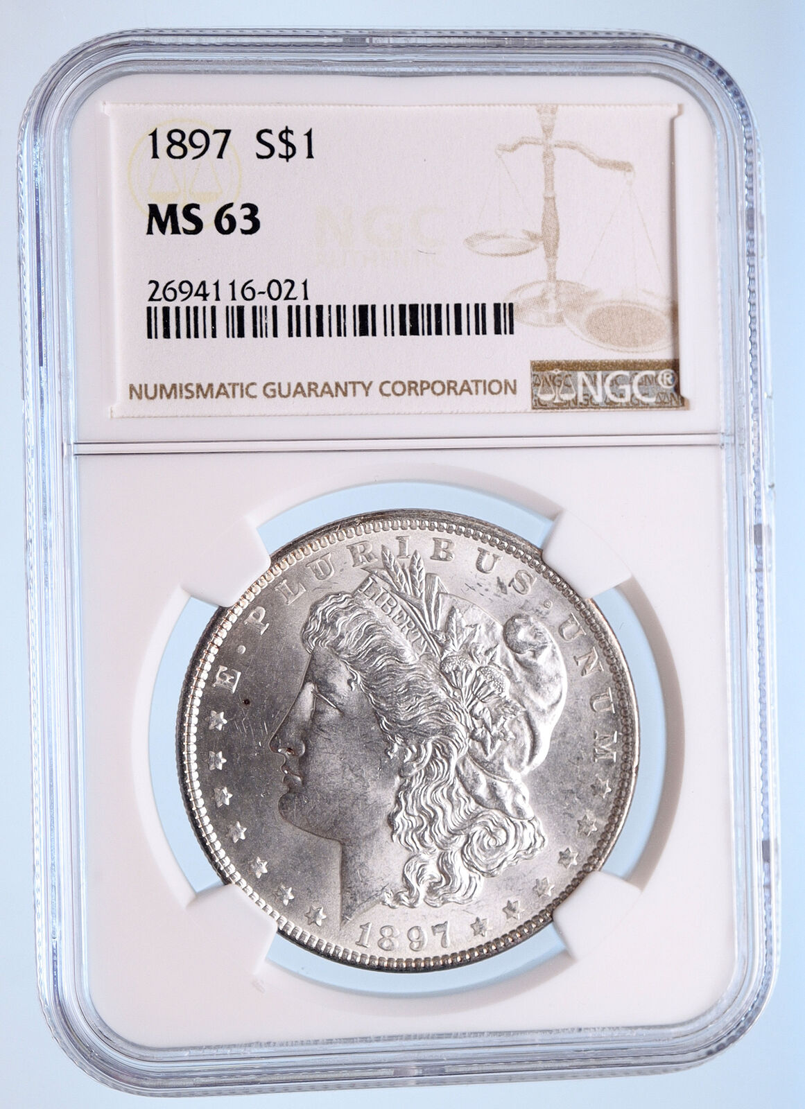 1897 MORGAN SILVER DOLLAR United States of America USA Coin NGC MS 63 i57743