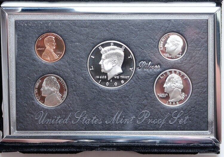 1998S US President JFK Proof Silver Half Dollar Quarter US Coin SET of 5 i114143