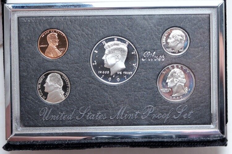 1997S US President JFK Proof Silver Half Dollar Quarter US Coin SET of 5 i114142