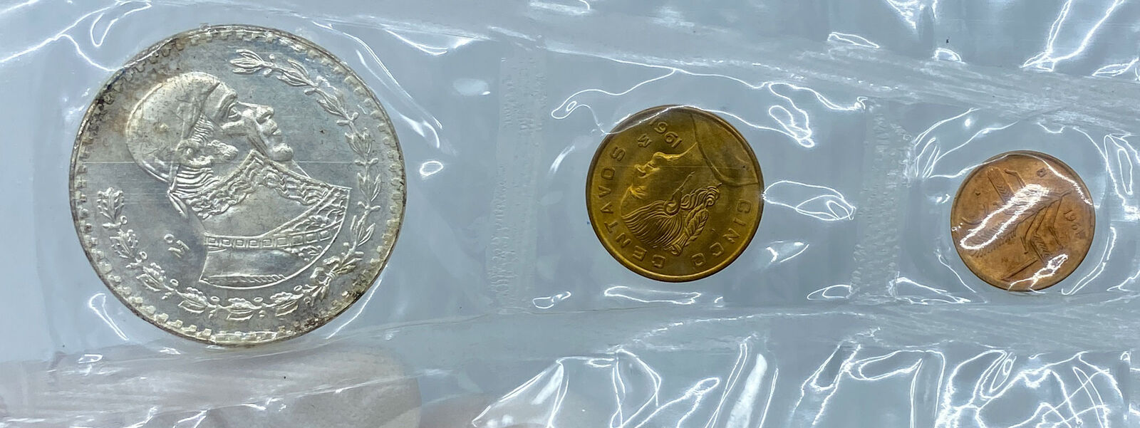 1961 Mexican War HERO Jose Maria Morelos Peso Set of 3 Coins of Mexico i114388