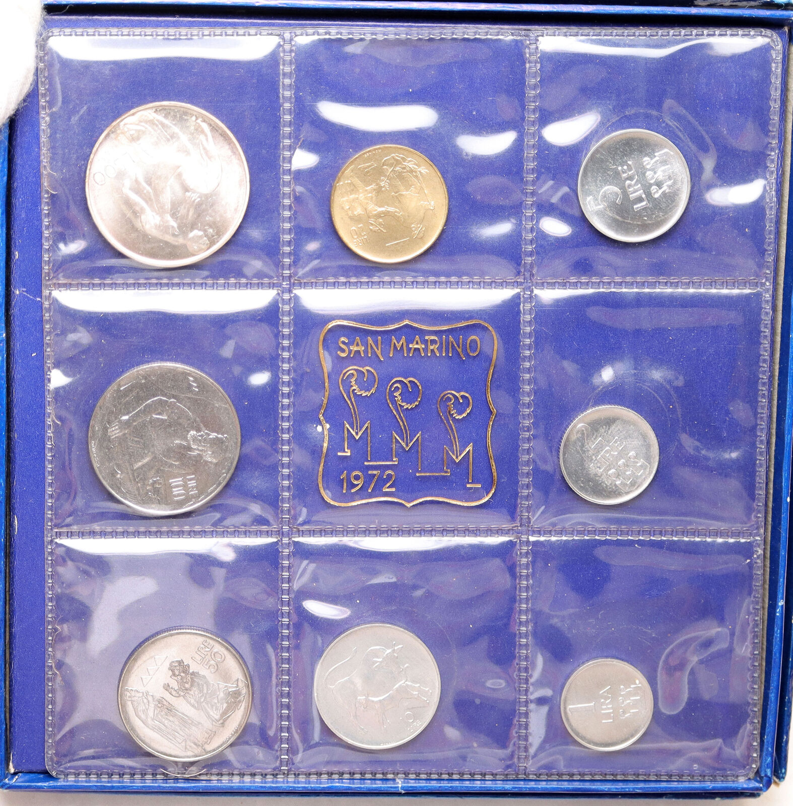 1972 SAN MARINO Italy 500 Lire 100L 50L Mint Set of 8 Coins 1 is Silver i114391