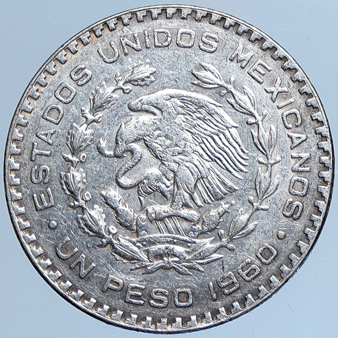 1960 MEXICO Independence War HERO Jose Maria Morelos Silver Peso Coin i113947