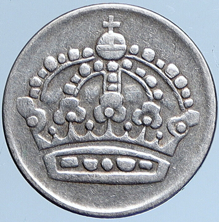 1955 Sweden KING GUSTAF VI Crowned ARMS Vintage OLD Silver 50 Ore Coin i113961