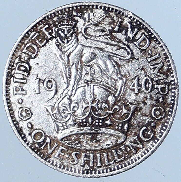 1940 United Kingdom UK Great Britain GEORGE VI Lion Silver Shilling Coin i113964