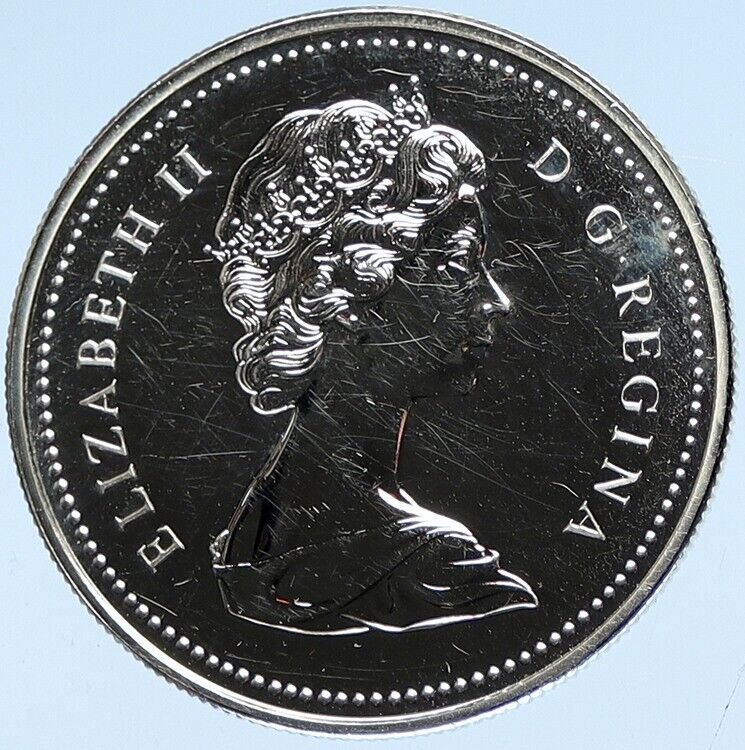 1976 CANADA UK Queen Elizabeth II LIBRARY Proof-like Silver Dollar Coin i112978