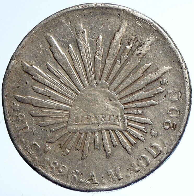 1896 CN AM MEXICO BIG Silver 8 Reales Antique Vintage Mexican Coin Eagle i112818