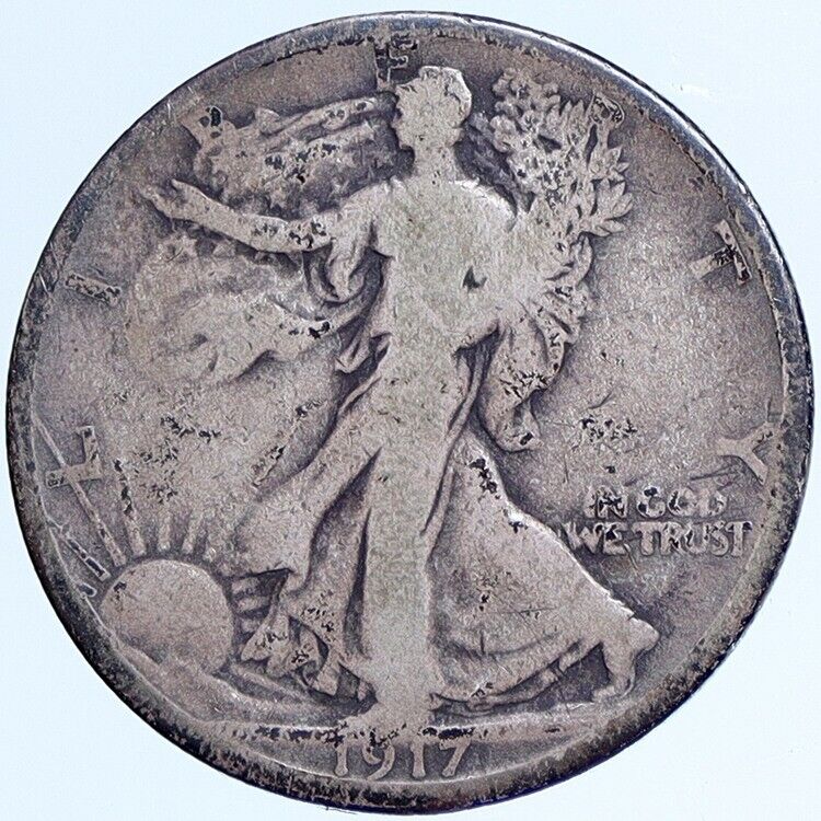 1917 S UNITED STATES US WALKING LIBERTY Silver Half Dollar Coin EAGLE i113973