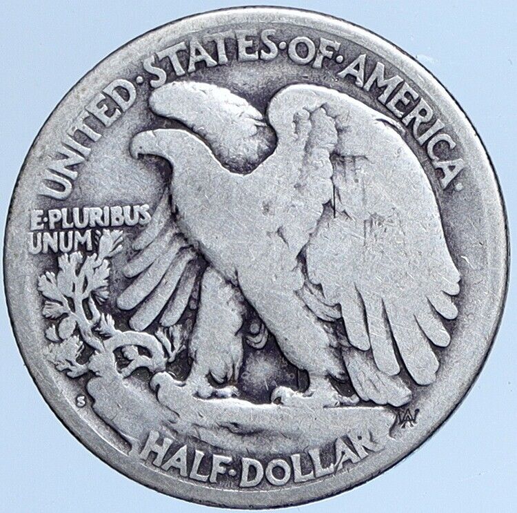 1917 S UNITED STATES US WALKING LIBERTY Silver Half Dollar Coin EAGLE i113973