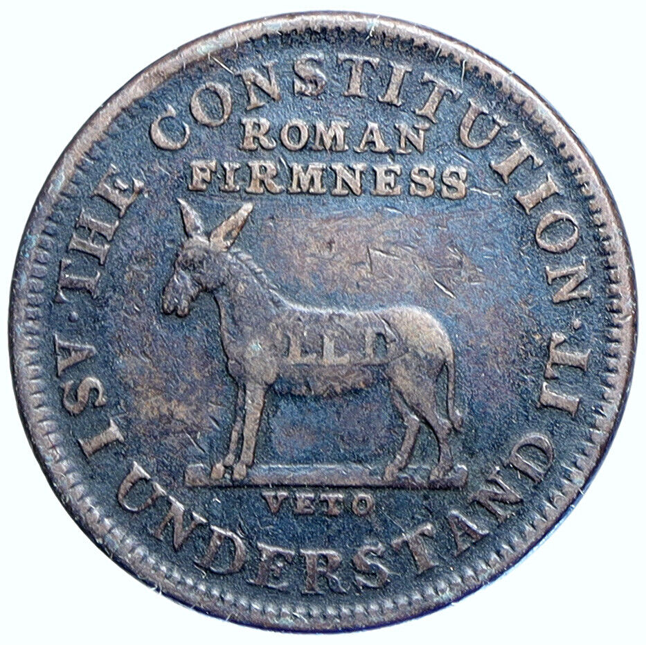1833 USA US Hard Times Political Token RESPONSIBILITY Roman Firm DONKEY i113924