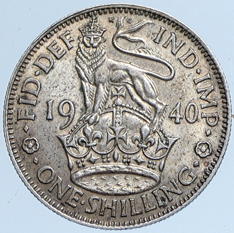 1940 United Kingdom UK Great Britain GEORGE VI Lion Silver Shilling Coin i113918