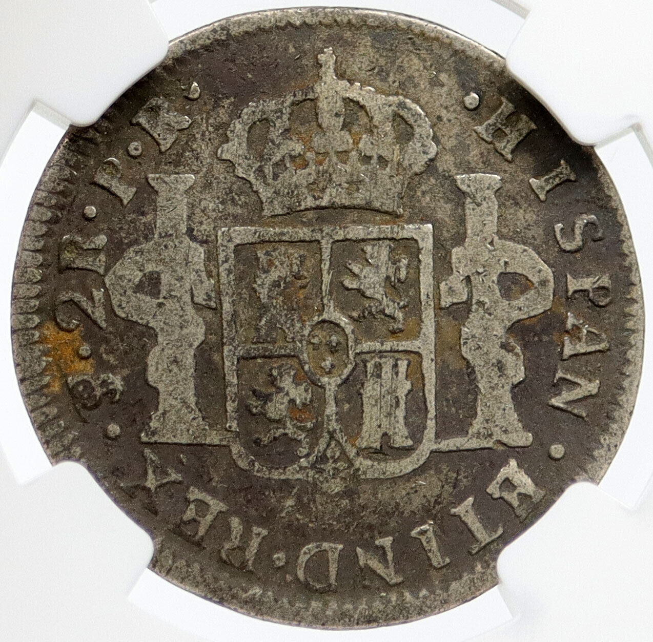1776 BOLIVIA Spain King Charles III / Carlos III Silver 2 Real Coin NGC i114988