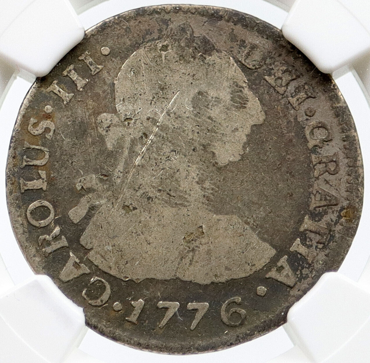 1776 BOLIVIA Spain King Charles III / Carlos III Silver 2 Real Coin NGC i114988