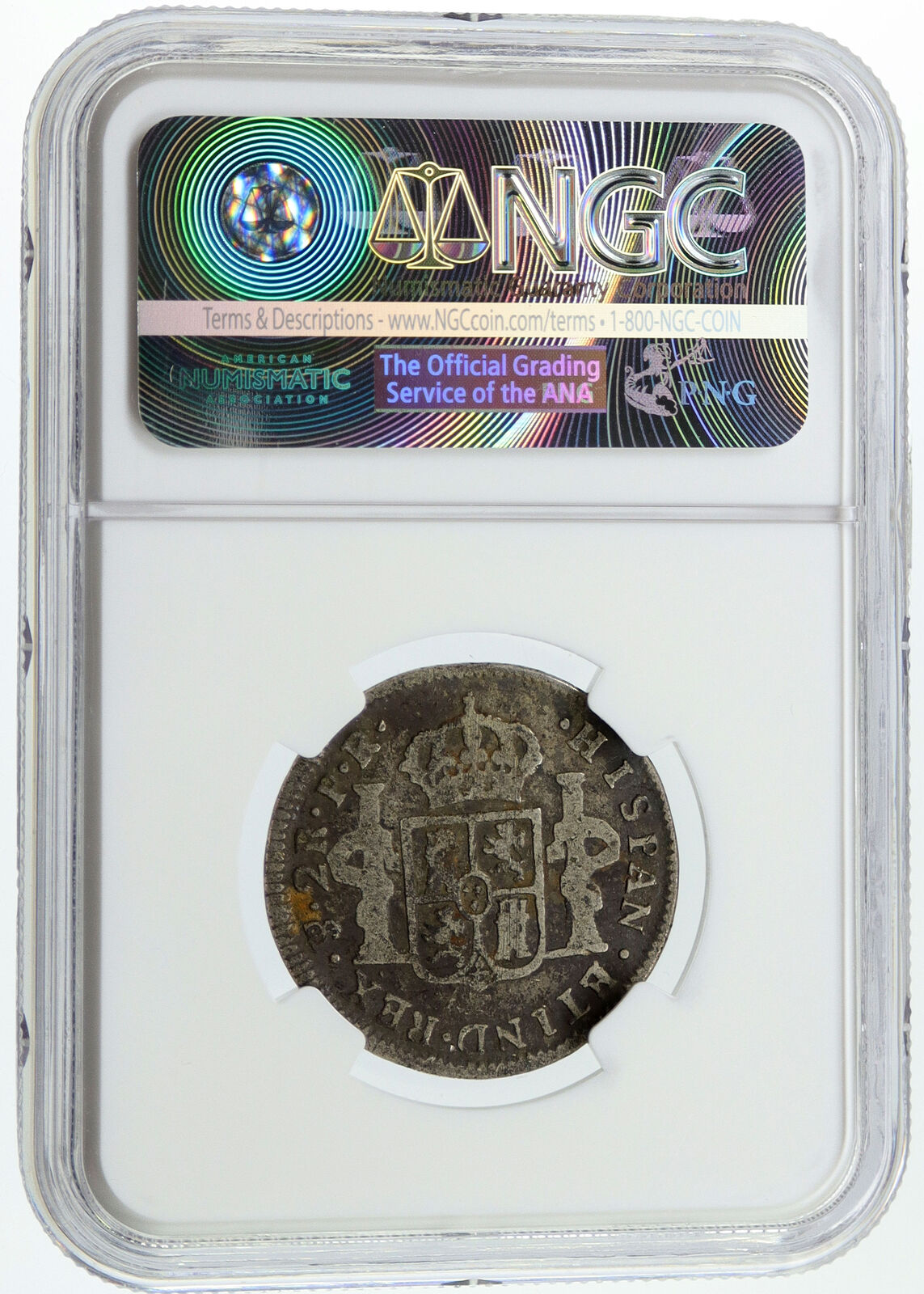 1776 BOLIVIA Spain King Charles III / Carlos III Silver 2 Real Coin NGC i114988