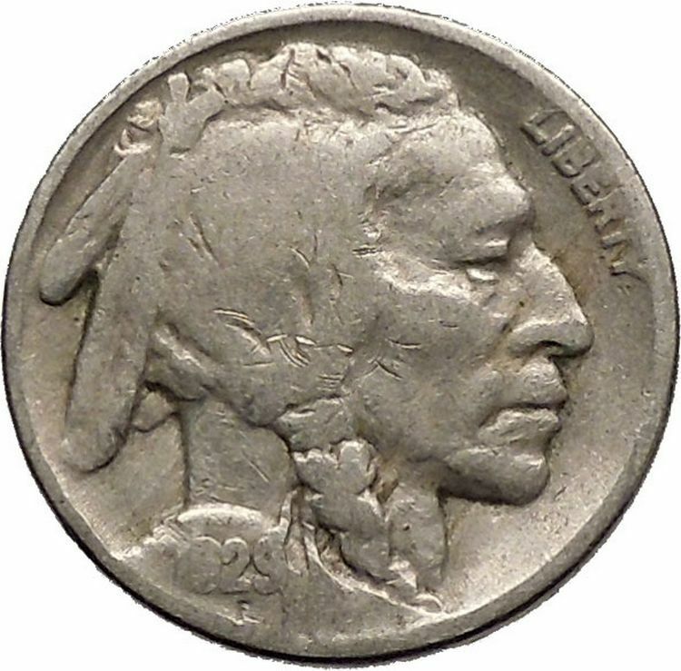 1929 BUFFALO NICKEL 5 Cents of United States of America USA Antique Coin i43737
