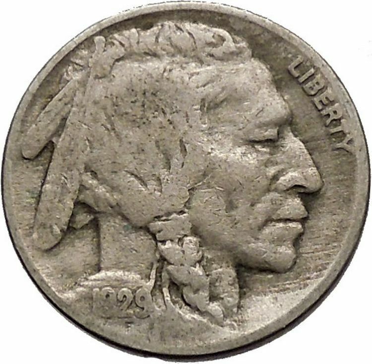 1929 BUFFALO NICKEL 5 Cents of United States of America USA Antique Coin i43717