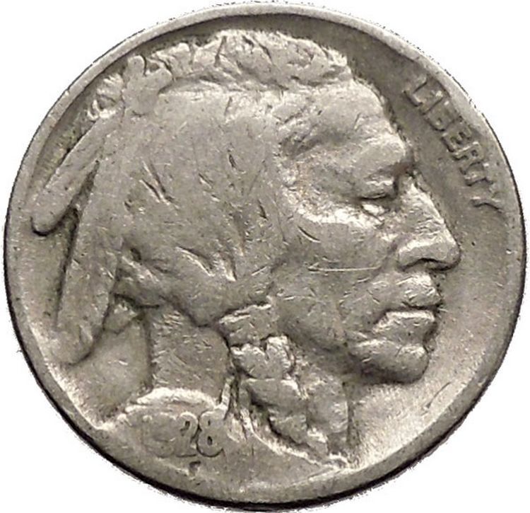 1928 BUFFALO NICKEL 5 Cents of United States of America USA Antique Coin i43704