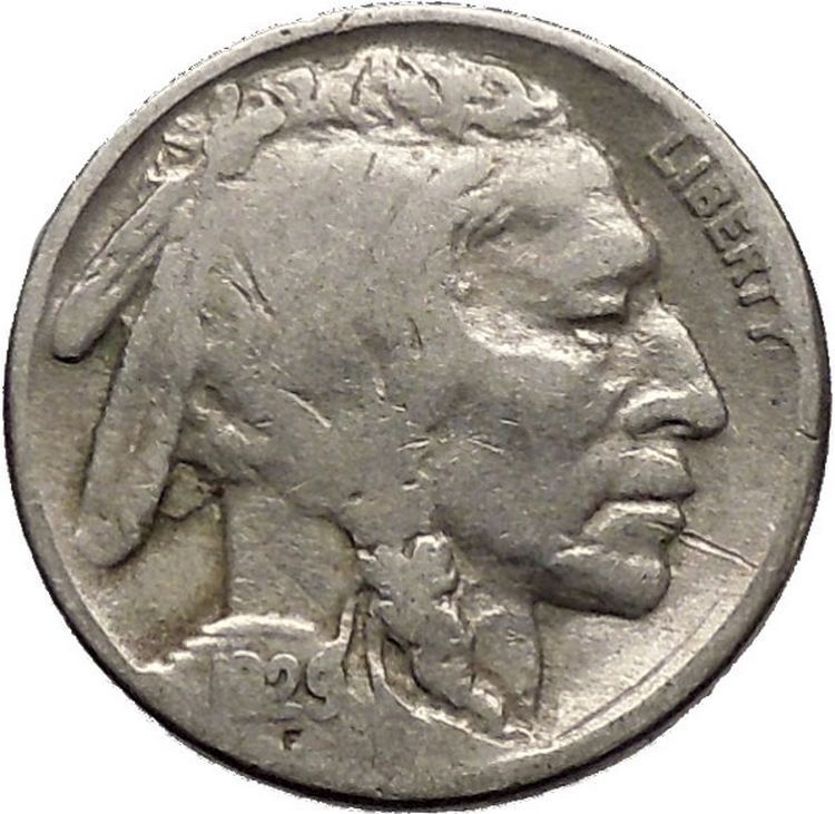 1929 BUFFALO NICKEL 5 Cents of United States of America USA Antique Coin i43727