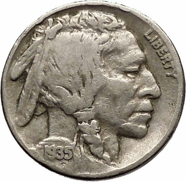 1935 BUFFALO NICKEL 5 Cents of United States of America USA Antique Coin i43770