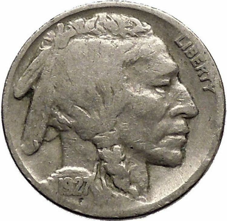 1927 BUFFALO NICKEL 5 Cents of United States of America USA Antique Coin i43689