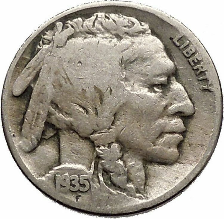 1935 BUFFALO NICKEL 5 Cents of United States of America USA Antique Coin i43772