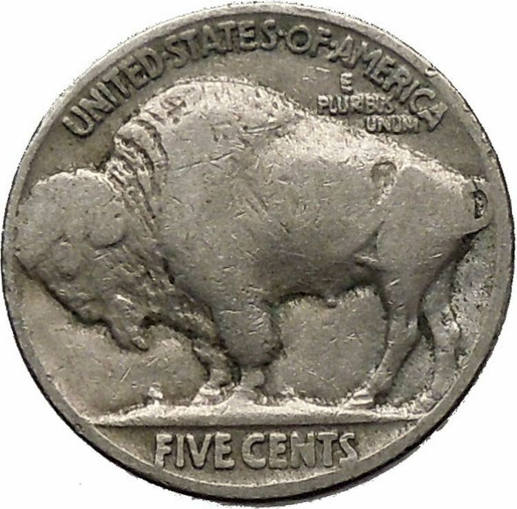 1929 BUFFALO NICKEL 5 Cents of United States of America USA Antique Coin i43731