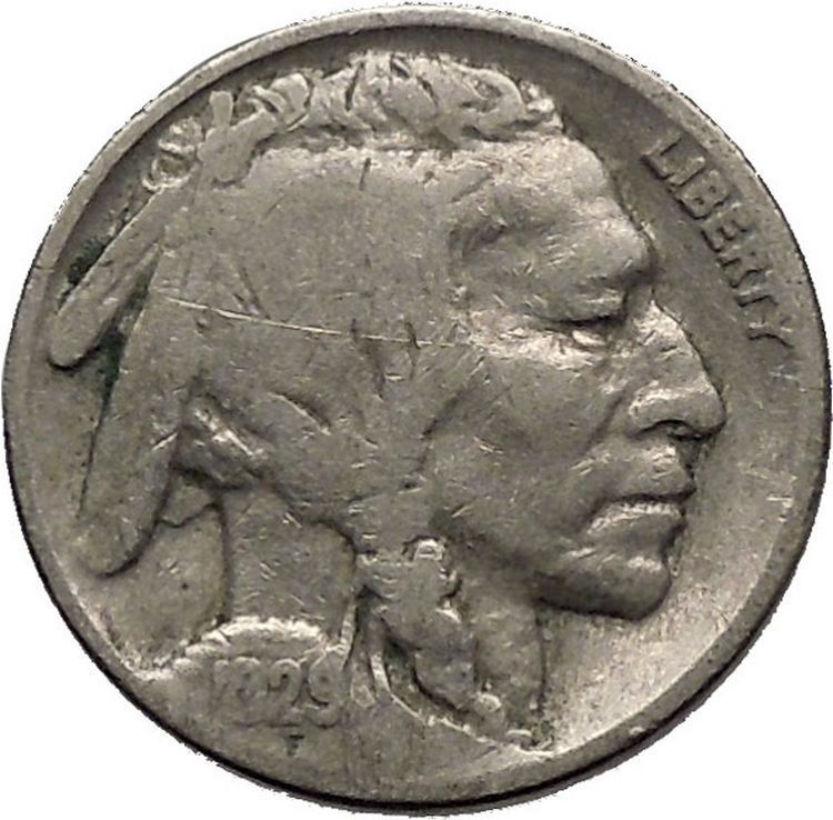 1929 BUFFALO NICKEL 5 Cents of United States of America USA Antique Coin i43731