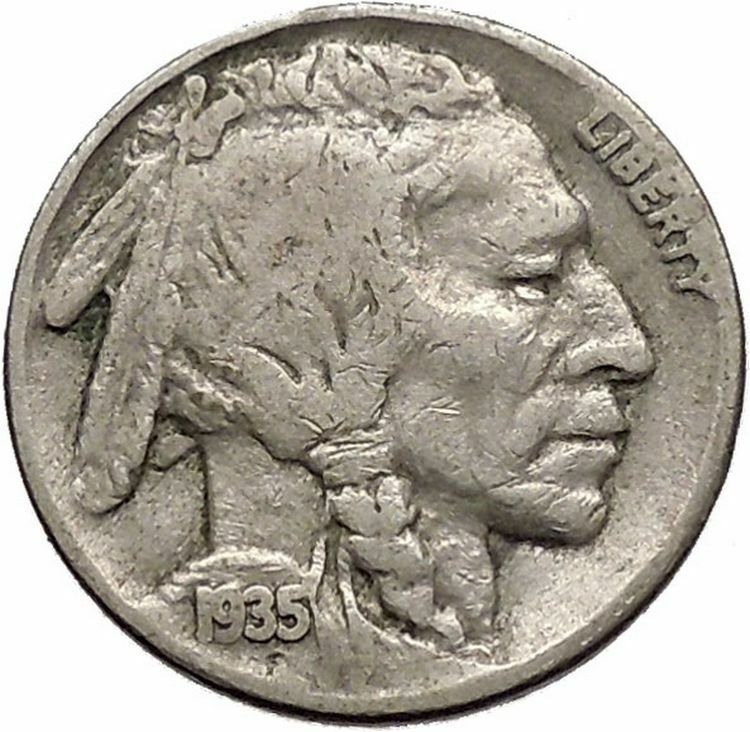 1935 BUFFALO NICKEL 5 Cents of United States of America USA Antique Coin i43776