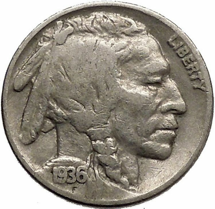 1936 BUFFALO NICKEL 5 Cents of United States of America USA Antique Coin i43809