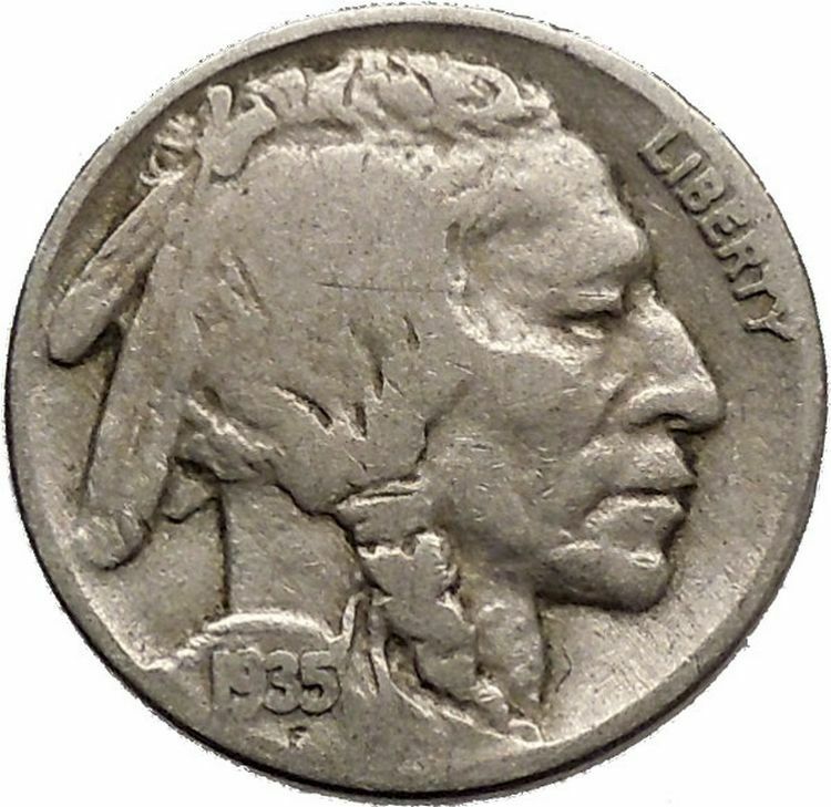 1935 BUFFALO NICKEL 5 Cents of United States of America USA Antique Coin i43788