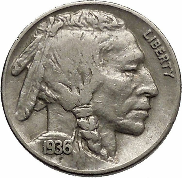 1936 BUFFALO NICKEL 5 Cents of United States of America USA Antique Coin i43804