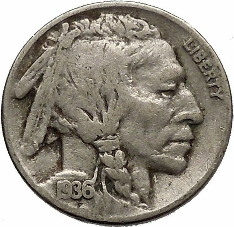 1936 BUFFALO NICKEL 5 Cents of United States of America USA Antique Coin i43833