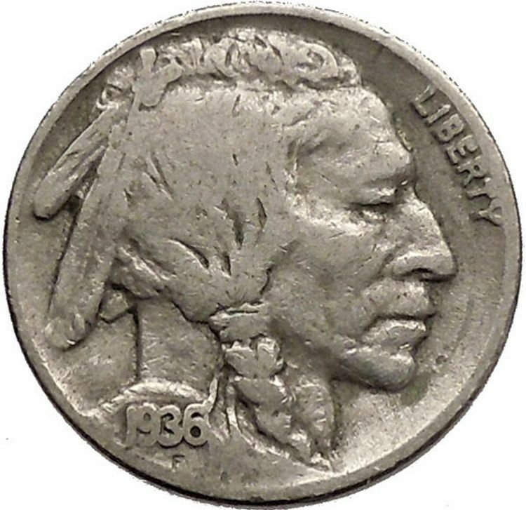 1936 BUFFALO NICKEL 5 Cents of United States of America USA Antique Coin i43837