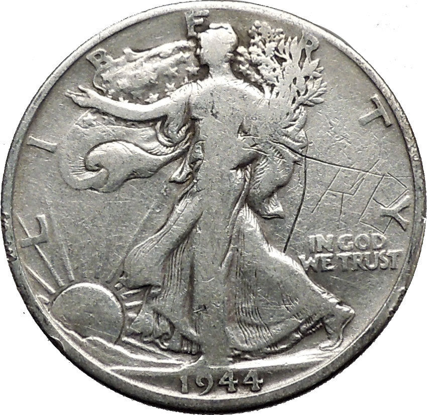 1944 WALKING LIBERTY Half Dollar Bald Eagle United States Silver Coin i44401