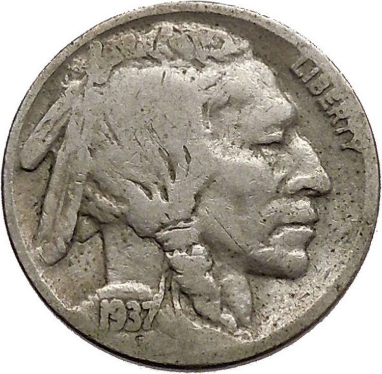 1937 BUFFALO NICKEL 5 Cents of United States of America USA Antique Coin i43883