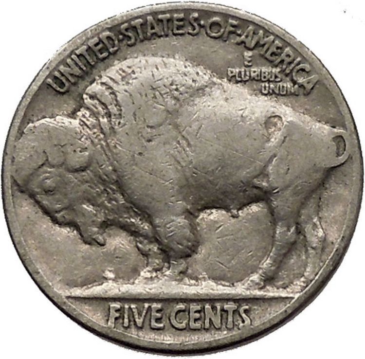 1937 BUFFALO NICKEL 5 Cents of United States of America USA Antique Coin i43880