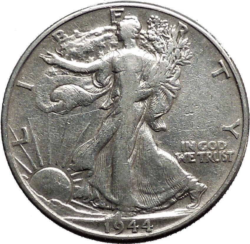 1944 WALKING LIBERTY Half Dollar Bald Eagle United States Silver Coin i44692