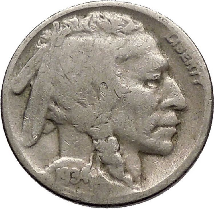 1934D BUFFALO NICKEL 5 Cents of United States of America USA Antique Coin i43756