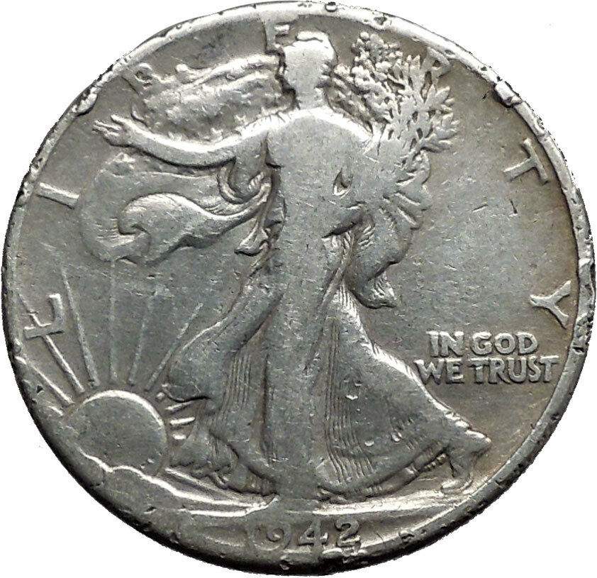 1942 WALKING LIBERTY Half Dollar Bald Eagle United States Silver Coin i44650