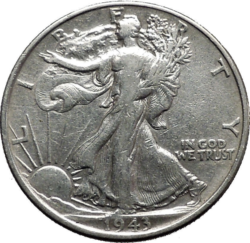 1943 WALKING LIBERTY Half Dollar Bald Eagle United States Silver Coin i44648