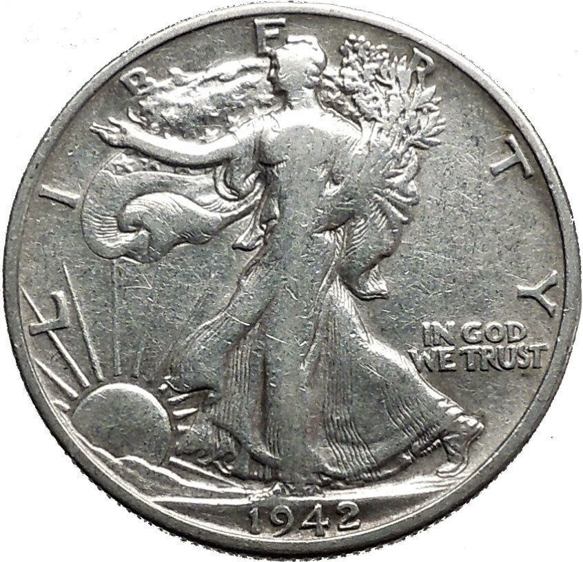 1942 WALKING LIBERTY Half Dollar Bald Eagle United States Silver Coin i44700